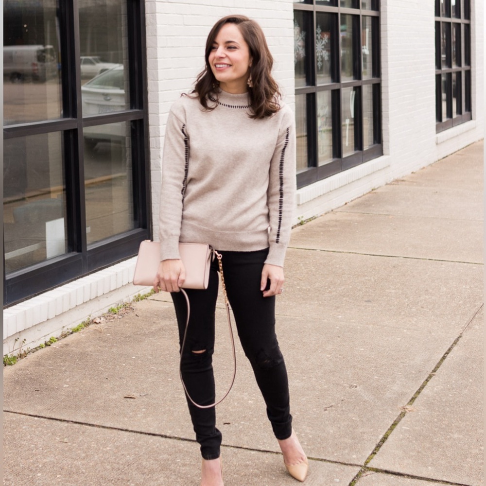 RD Style Tan with Black Stitching Details Sweater (Stitch Fix Exclusive) in XL - Picture 8 of 11
